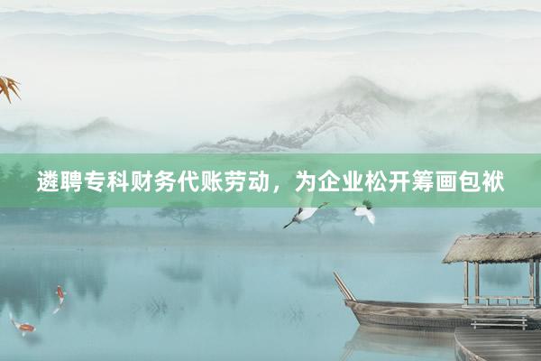 遴聘专科财务代账劳动，为企业松开筹画包袱